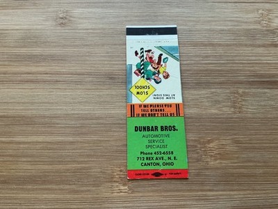 Matchbook Cover - Dunbar Bros Auto Service Canton OH
