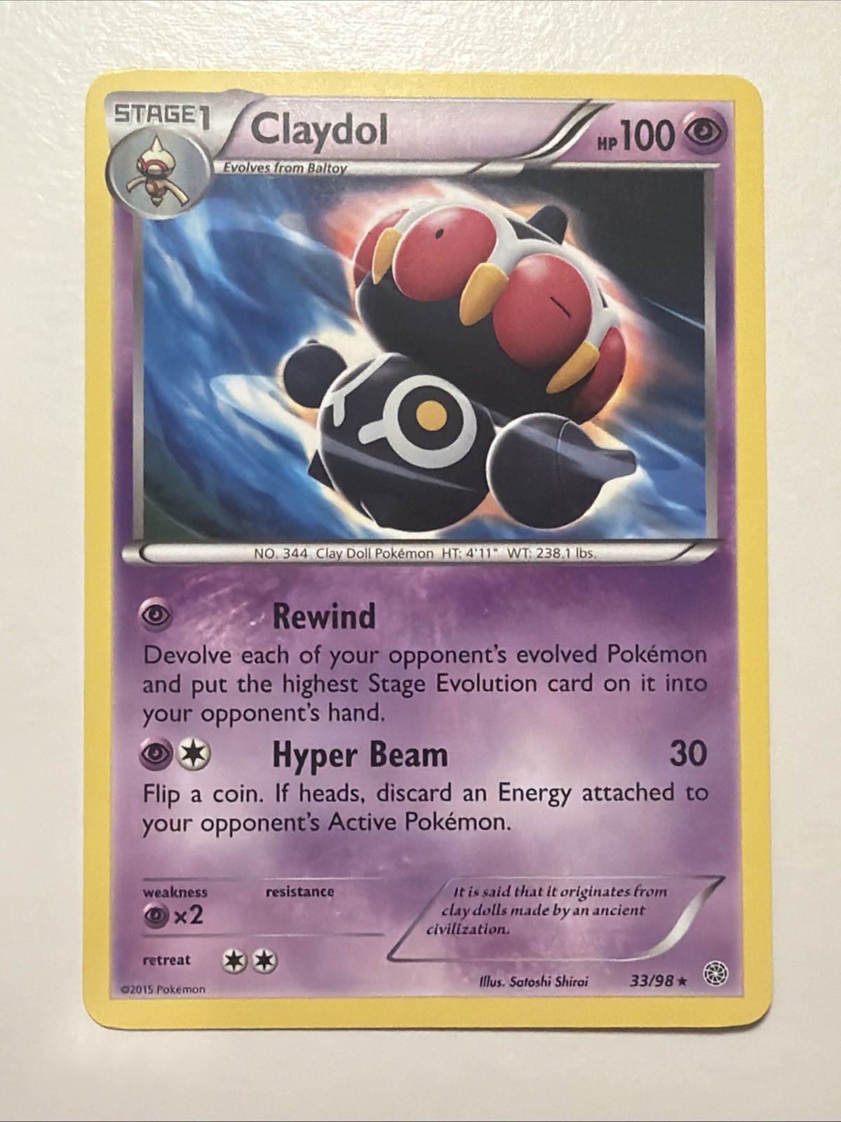 Claydol 33/98 XY Ancient Origins Pokemon 2015 TCG Card Nm