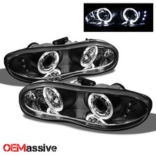Fits 98-02 Chevy Camaro Black Bezel Dual Halo Projector Headlights Front Lamps Fits 98-02 Chevy Camaro Black Bezel Dual Halo Projector Headlights Front Lamps