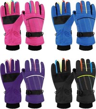 Geyoga 4 Pairs Winter Kids Ski Gloves Boys Girls 6-10 Years, Popular Style