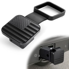 UYYE 2 Inch Rubber Trailer Hitch Cover, American Flag Tow Black