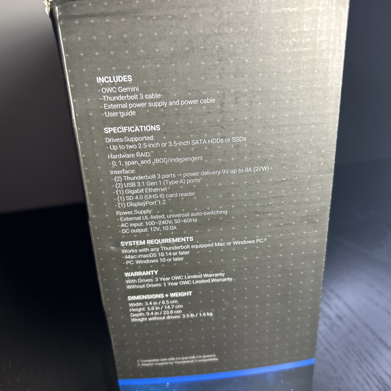 4TB OWC Gemini Dual Drive Bay RAID Array Thunderbolt (USB-C) 3 Docking Station