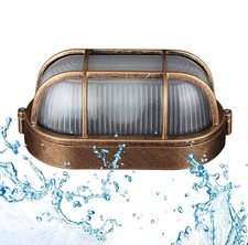 SENFAY Oval Bulkhead Light Outdoor Wall Nautical Design E27 Bronze 