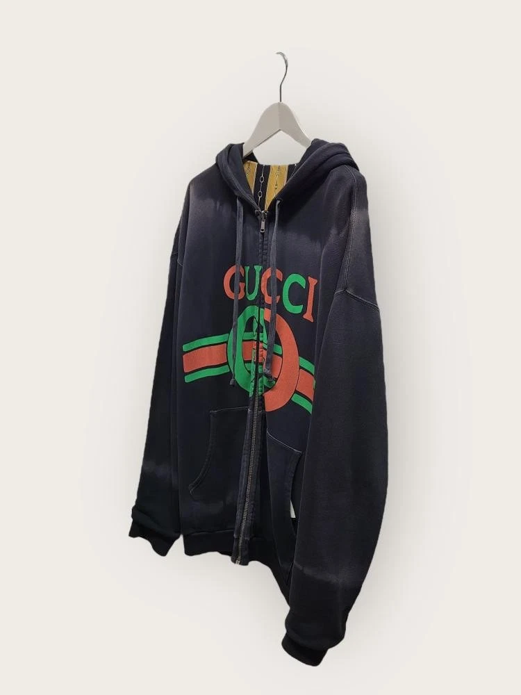 Felpa con cappuccio reversibile Gucci nera ad incastro Horsebit 12345 42353995
