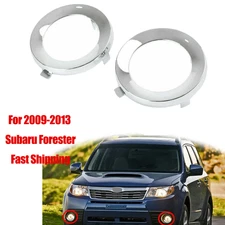 Pair Fit 09-13 Subaru Forester Front 2.5L Chrome Fog Light Lamp Cover Trim Rings