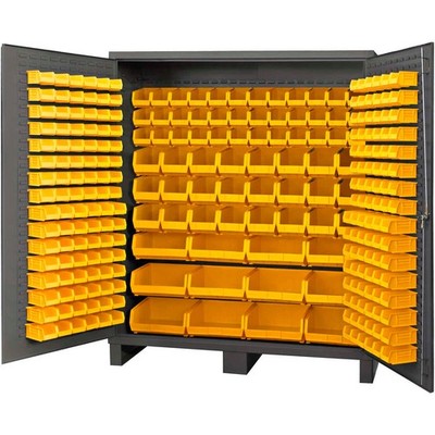 Global Industrial 16 Ga. All-Welded Bin Cabinet Flush Door 264 Yellow Bins