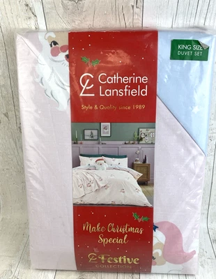 Catherine Lansfield King Size Duvet Vintage Santa Design Christmas BRAND NEW - image 1 of 4