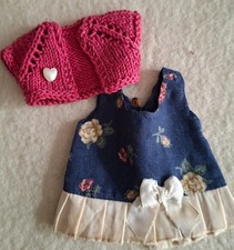 Tenue Pour Ours En Tissu Shabbystyle : Robe Et Boléro Unicat, 15-17 cm