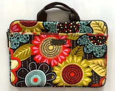 Vera Bradley Laptop Sleeve Case Puccini Earthtone Mod Floral Pattern Organizer