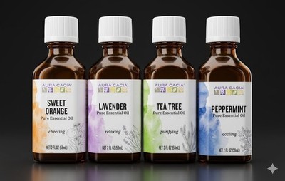 Aura Casia essential oils Bulk Variety 4 2fl Oz Bottles, NEW Fully Sealed