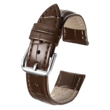 Leather Watch Bands 21mm Quick Release Cowhide Straps 4pcs Spring Pin Brown