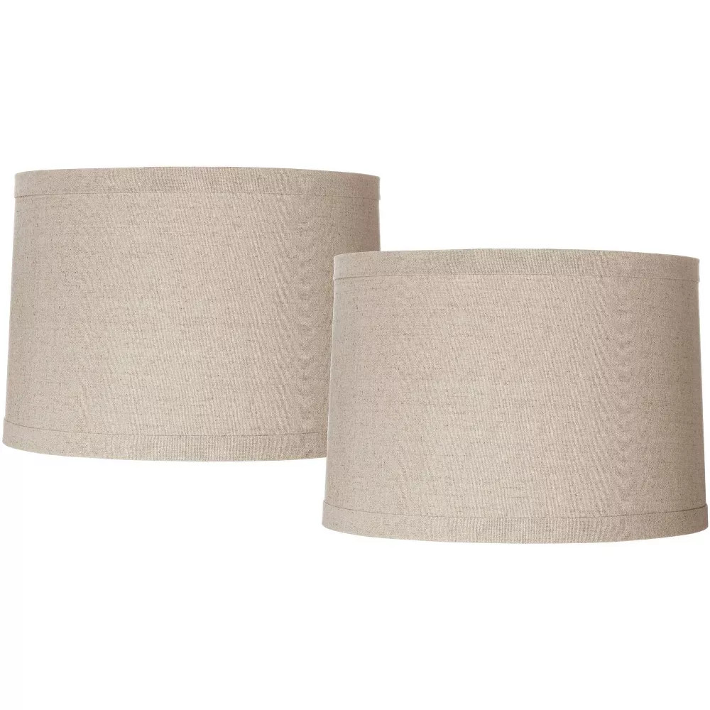 Springcrest Set of 2 Natural Linen Medium Drum Lamp Shades 15 Top 16390₽