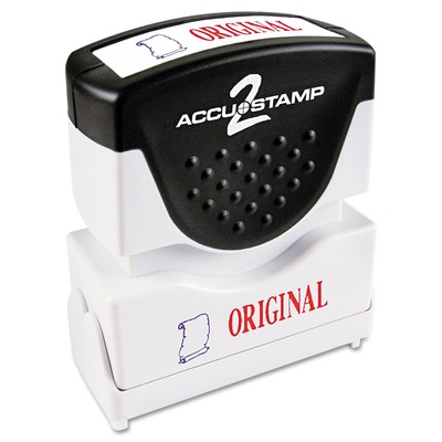 Accustamp2 Pre-Inked Shutter Stamp with Microban Red/Blue ORIGINAL 1 5/8 x 1/2