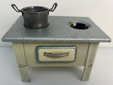 Vintage Tin Doll House Kitchen Stove with Pot Approx. 1940s