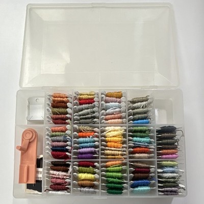 DMC Floss LOT: 86 bobbins of embroidery floss with Organizer Box, Mixed Colors