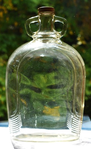 Antique/Vintage Glass Jug Double Finger Loops Arch Art Deco 132 oz.