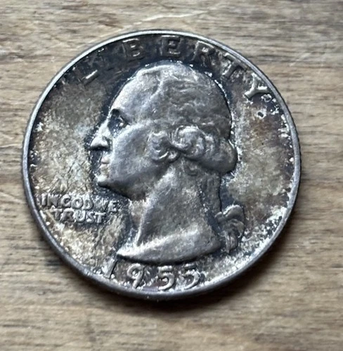 1955 Washington Quarter  Toned AU Silver