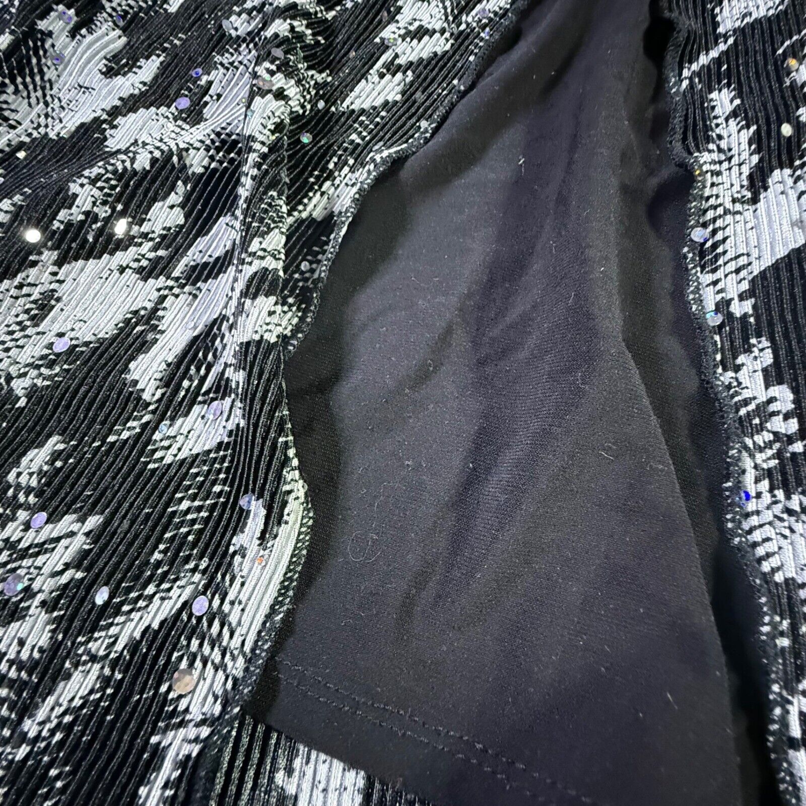 Essentials Blouse Top Sequined Open Front Black W… - image 2