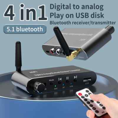 Bluetooth Receiver Transmitter Audio Adapter U-Disk Play Coxial/Optical to 3.5MM