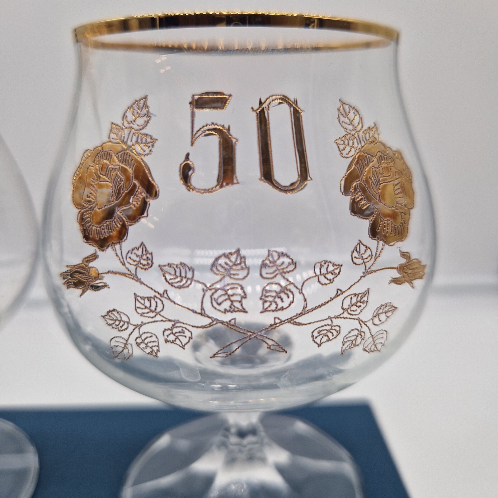 Pair of Beautiful Bohemia Crystalex Brandy Snifter Glasses 50th