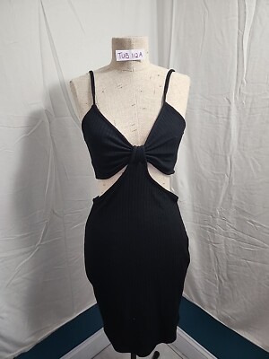 H & M Womens Cut Out Sleeveless Deep V Neck Black Body con Midi Cami Dress Size | eBay H & M Womens Cut Out Sleeveless Deep V Neck Black Body con Midi Cami Dress Size | eBay