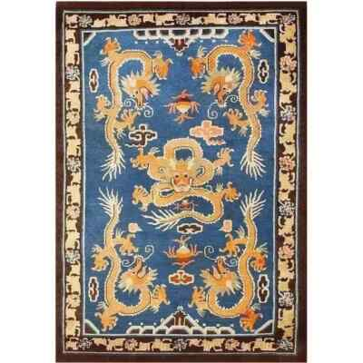 #ad Tibetan dragon rug Hand Tufted 100%Wool Handmade Blue carpet Living Room 5x8 $160.00