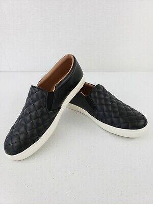 A New Day Womens Size 9 Black Quilted Faux Leather Slip On Sneakers ...
