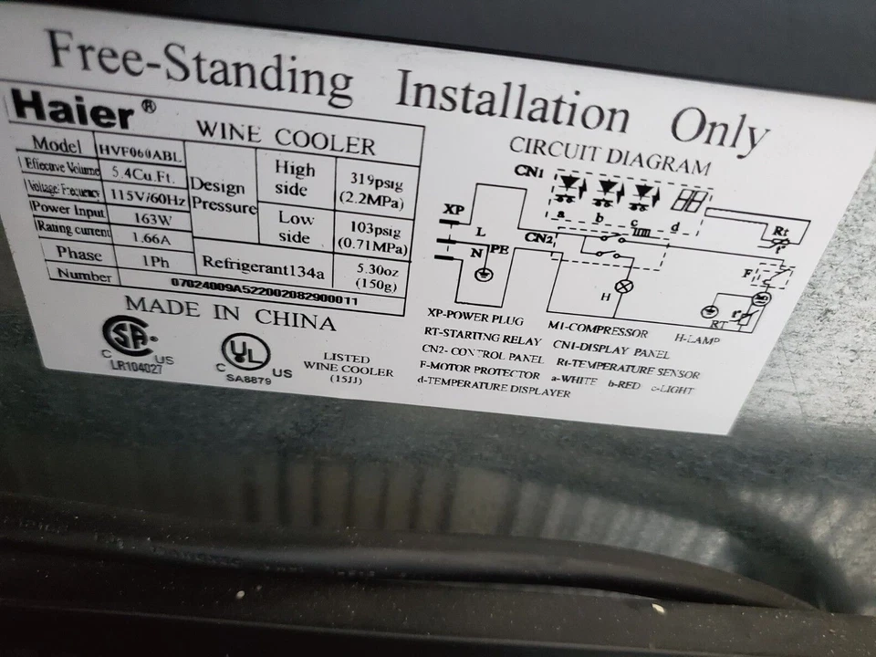 Enfriador de vino Premier Haier 60 botellas (modelo # HVF060ABL) Foto 4 de 4