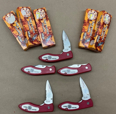 SET OF 5 ROSTFREI BARRACUDA FIRE FIGHTER OLDING POCKET KNIFE (#202)