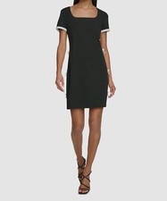 Karl Lagerfeld Paris Women's Black Scuba Crepe Contrast Side-Bow Dress Size: 12