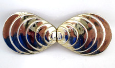 Vtg Belt Buckle Double 2pc Gold Tone Shell Boho Cowgirl Stretch Belt 80s 90s