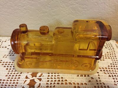 RARE Vintage Locomotive Glass Train Engine Candy Container made in Italy