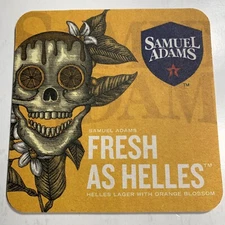 Samuel Adams Craft Beer Coaster 4 Inch Graphic Art Helles Skull SAM ADAMS