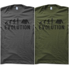 T-Shirt Maglietta Evolution Camping Camp Tenda Campeggio Montagna Vintage Uomo