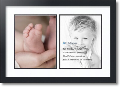 ArtToFrames Collage Mat Picture Photo Frame  2 8.5x11'' Openings in Black 40
