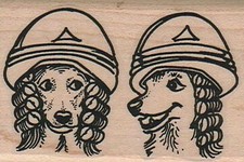 Dogs In Hair Dryers 1 3/4 x 2 1/2" Rubber Stamp, Dog Stamp, Dog Lover Stamp