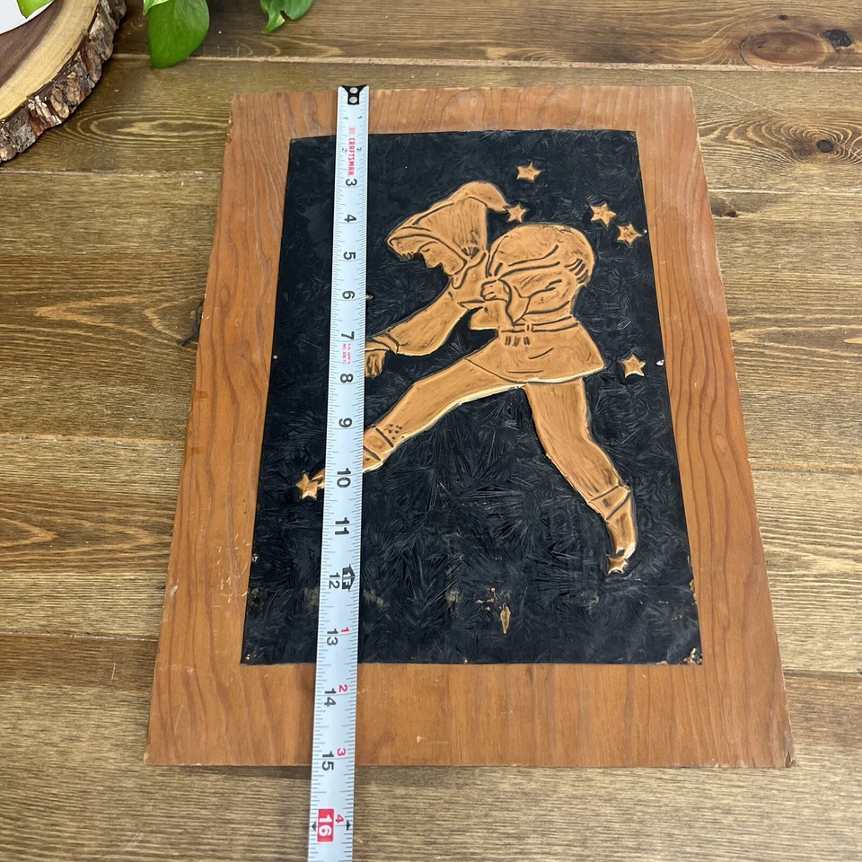 Scandinavian Tradition (Julenisse/Tomte) Elf Like Santa Copper in Wood Wall Art - Image 2 of 4