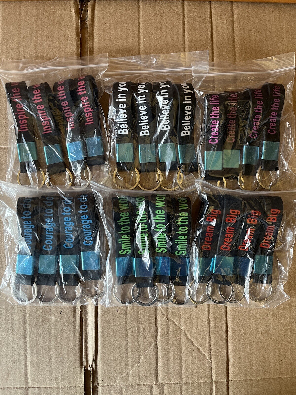 Rubbery Key Ring Blulu 24-Pack Motivational Quote Keychains, Silicone Rubber Key Rings ...