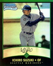 ICHIRO SUZUKI SIGNED 2001 BOWMAN #351 CHROME ROOKIE 8x10 JUMBO GREEN AUTO CARD