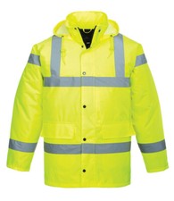Portwest YELLOW Hi-Vis Traffic Jacket with Quilted Lining & Concealed Hood