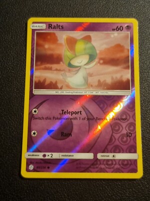 REVERSE HOLO Pokemon Sun & Moon Cosmic Eclipse TCG Card Ralts 80/236