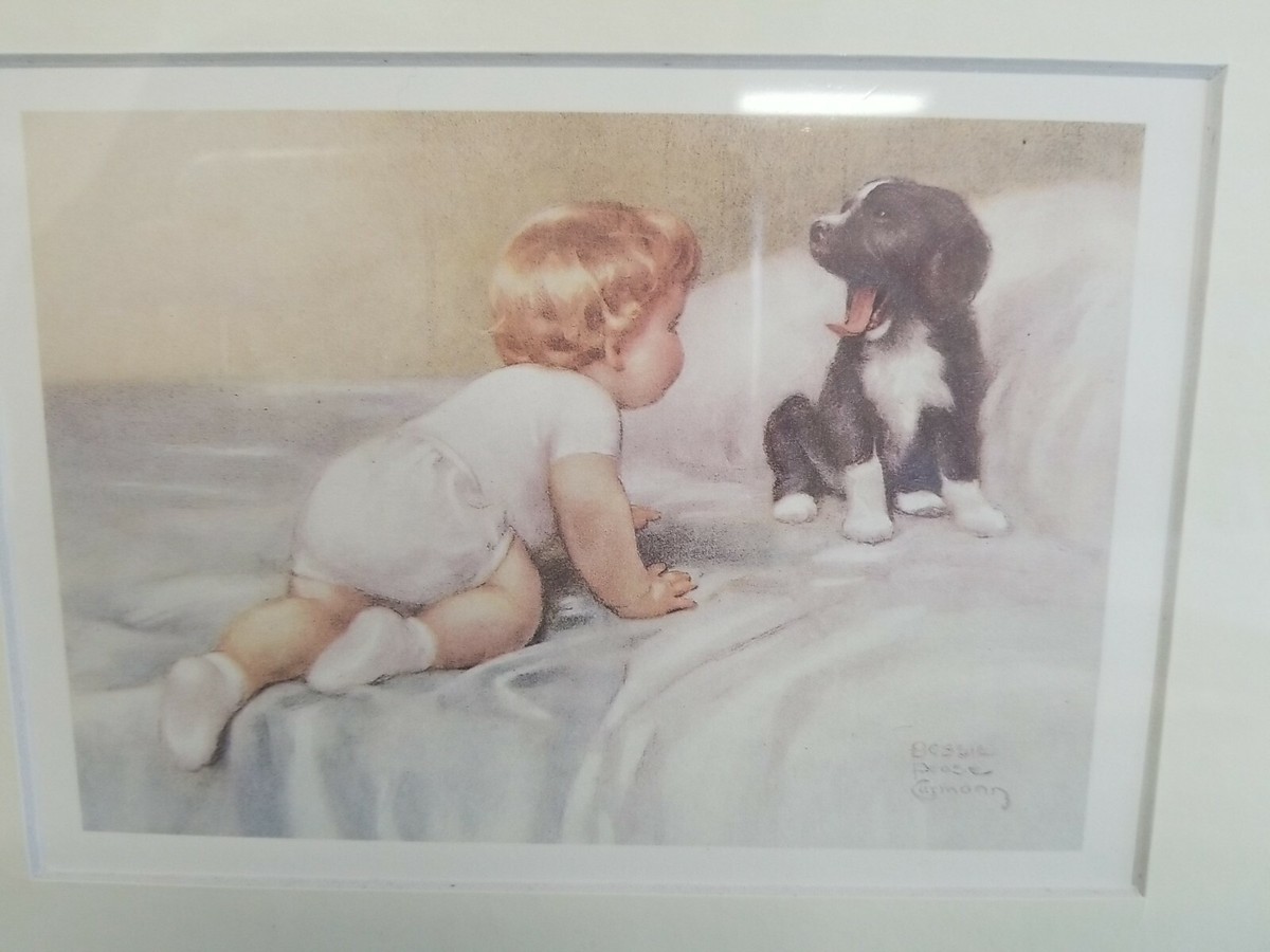 Bessie Pease Gutmann Who's Sleepy? 8 x 10 matted litho - 4 x 6
