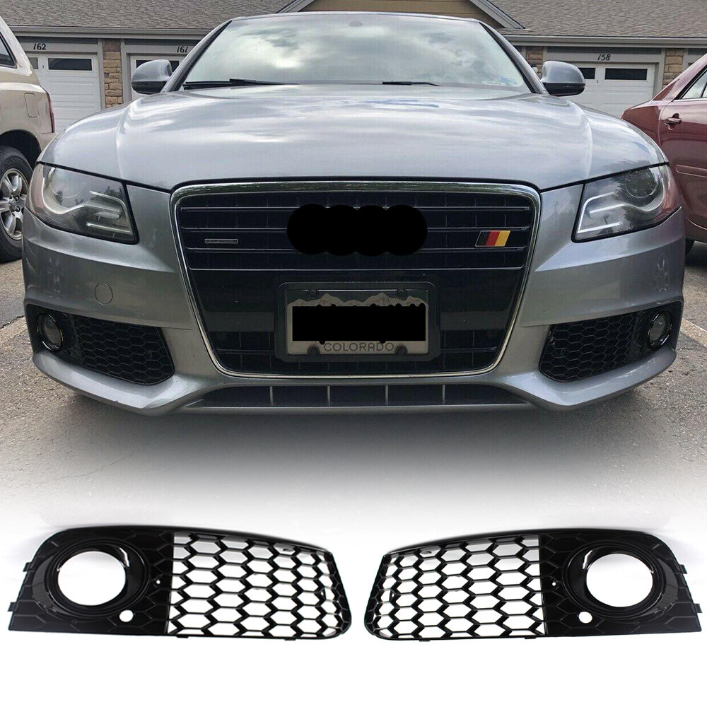 Black Ring Honeycomb Fog Light Lamp Cover Grille For Audi A4 B8 2009-2011 Grill