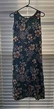 Tiki Palm Vintage Green Floral Hawaiian Maxi Dress - Probably Size Small