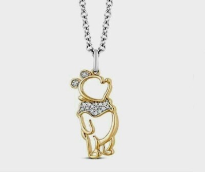 2.54 Ct Round Cut Simulated Diamond Winnie the Pooh Pendant 14k Yellow Gold Over