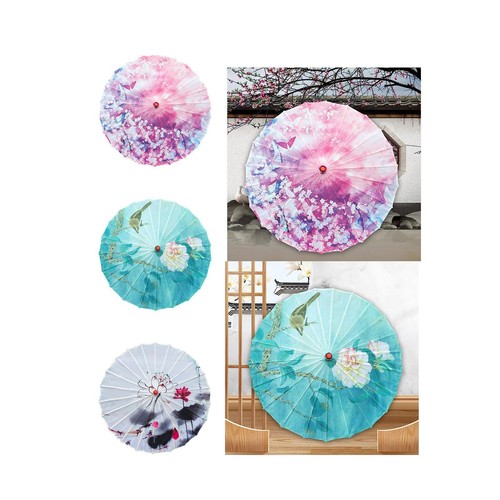 Parapluie En Papier Huilé Chinois/japonais - Motif Floral, Poignée Bois, Pour Photo, Cosplay, Décoration