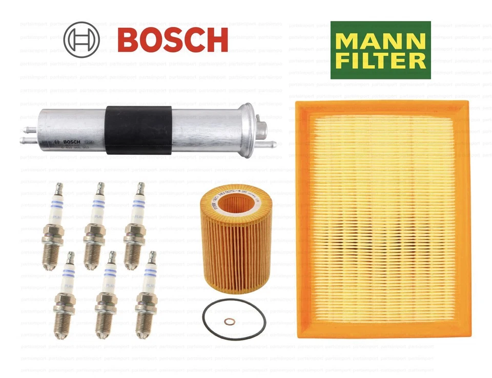 Service Kit: Fuel + Air + Oil Filters + Spark Plugs BOSCH / MANN OEM for BMW E46 - Image 2 of 2
