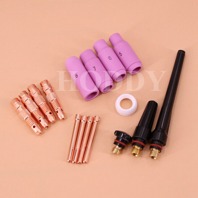 16 pcs TIG Consumable Gas Lens Collet Body Kit for WP-17 18 26 TIG Welding Torch