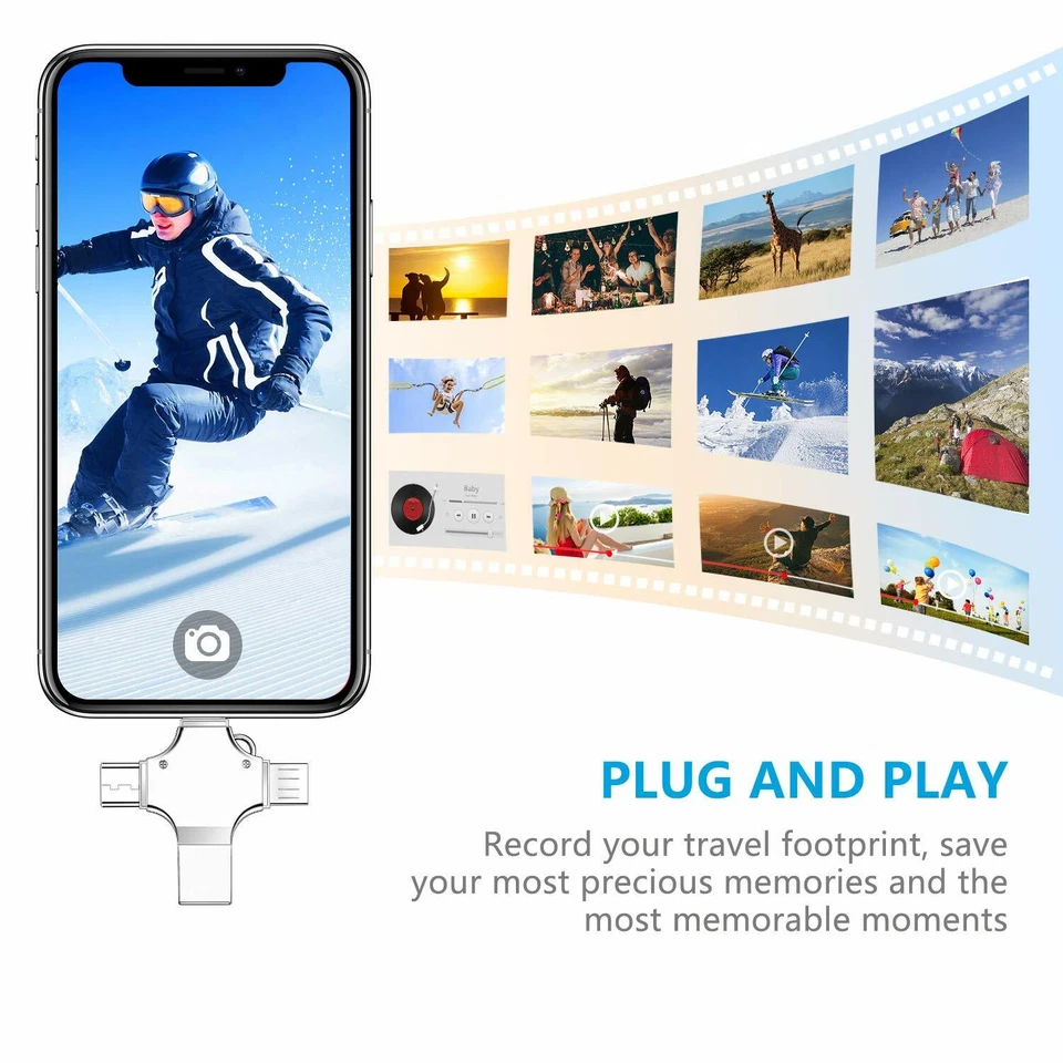 Unidad Flash USB 3.0 128 GB Tipo C Memoria Foto Stick para iPhone Android iPad Lote Foto 3 de 4
