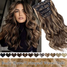 Clip In Wellig Voller Kopf Haarteil Extension 100% Wie Echthaar Haarverlängerung
